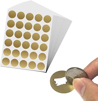 900 Pack, 1 Scratch Off Stickers Labels, Round Circle - Gold
