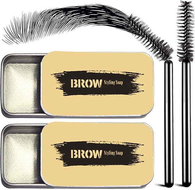 Eyebrow Gel Clear Tint, Eyebrow Dye Wax Kit Brow Shaper Long-Lasting Waterproof Eye Brow Pomade 2pcs Brow Styling Soap Kit With Brush For Natural Makeup Revolution