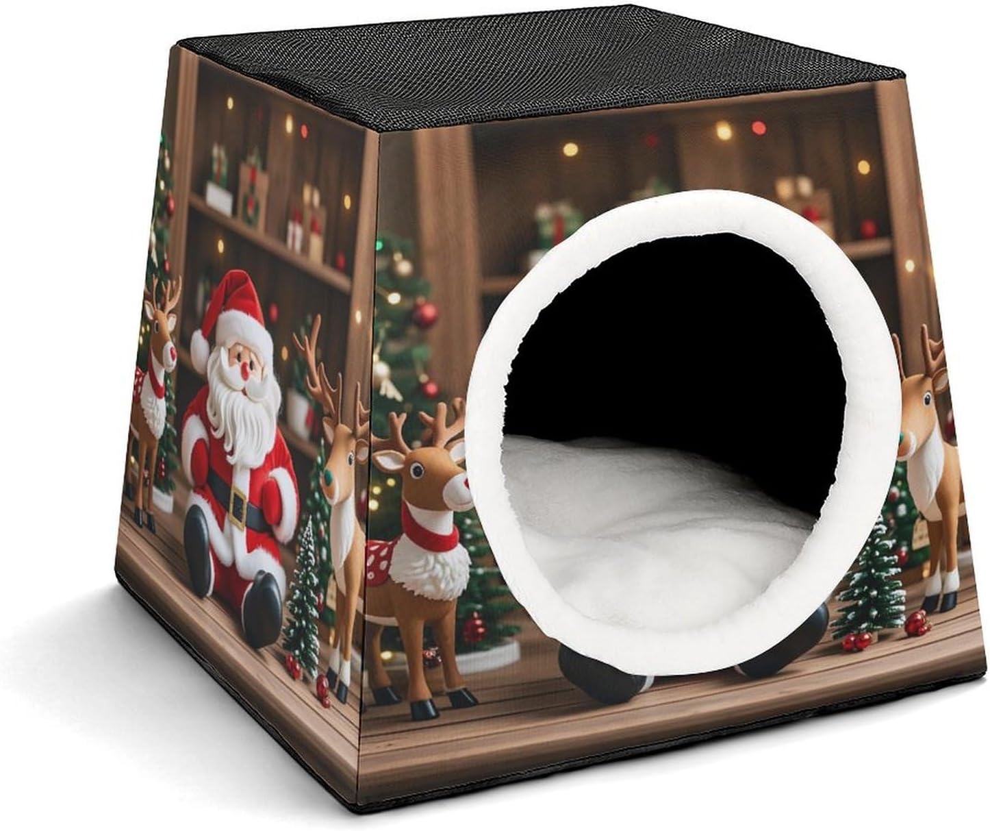 Pet Sleeping Nest Bed, Santa Claus Doll Reindeer Model Printed Dog House Cat Nest, Winter Pet House are Suitable for Most Cats, Dogs, and Other Small Pets