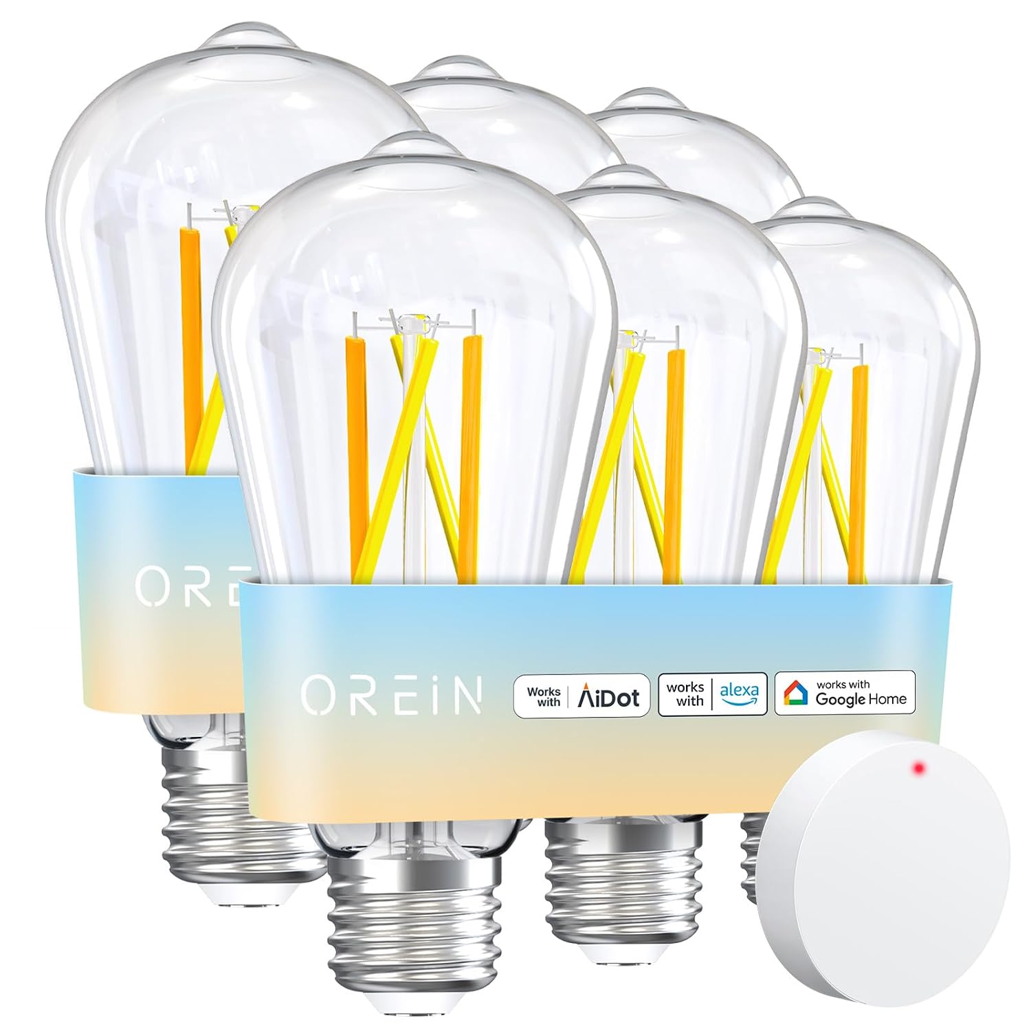 OREiN Smart Edison Light Bulbs with Smart Button, WiFi ST19(58) Vintage Light Bulbs E26 Base, 800lm Dimmable 2700K-6500K T...