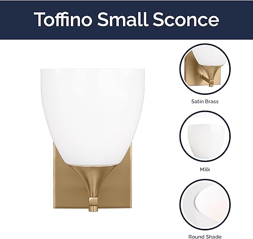 Vista 96 de Scott Living Toffino - Aplique de pared moderno de 2 luces para baño, acabado cromado, con pantallas de vidrio de leche