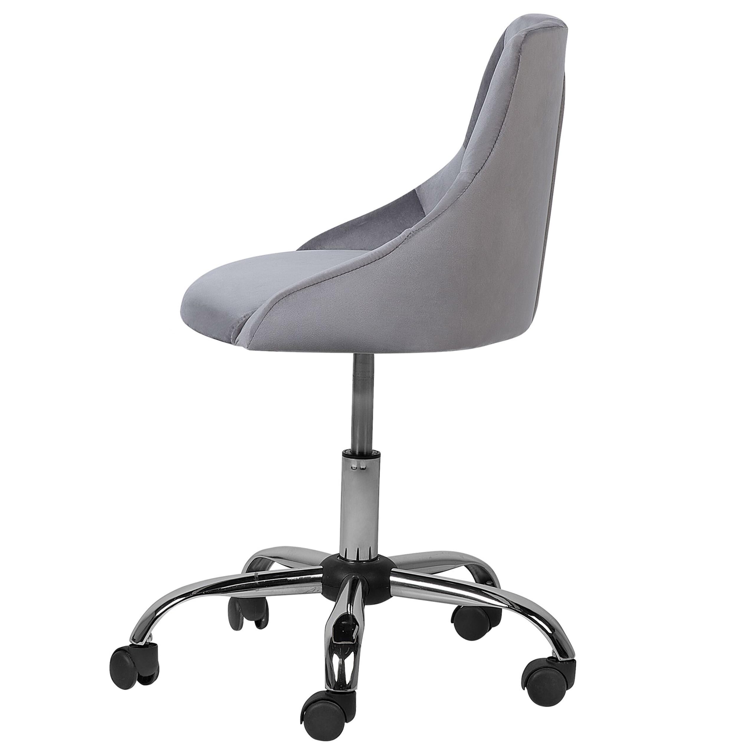 Beliani Silla de Oficina Giratoria Ajustable Parrish Gris Negro Plateado