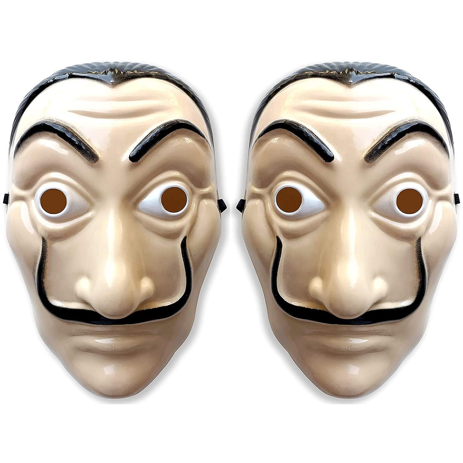 MzekgxmMoney Heist Mask Unisex Salvador Dali Mask Halloween Realistic Cosplay Party Costume Masks (2 Pack)
