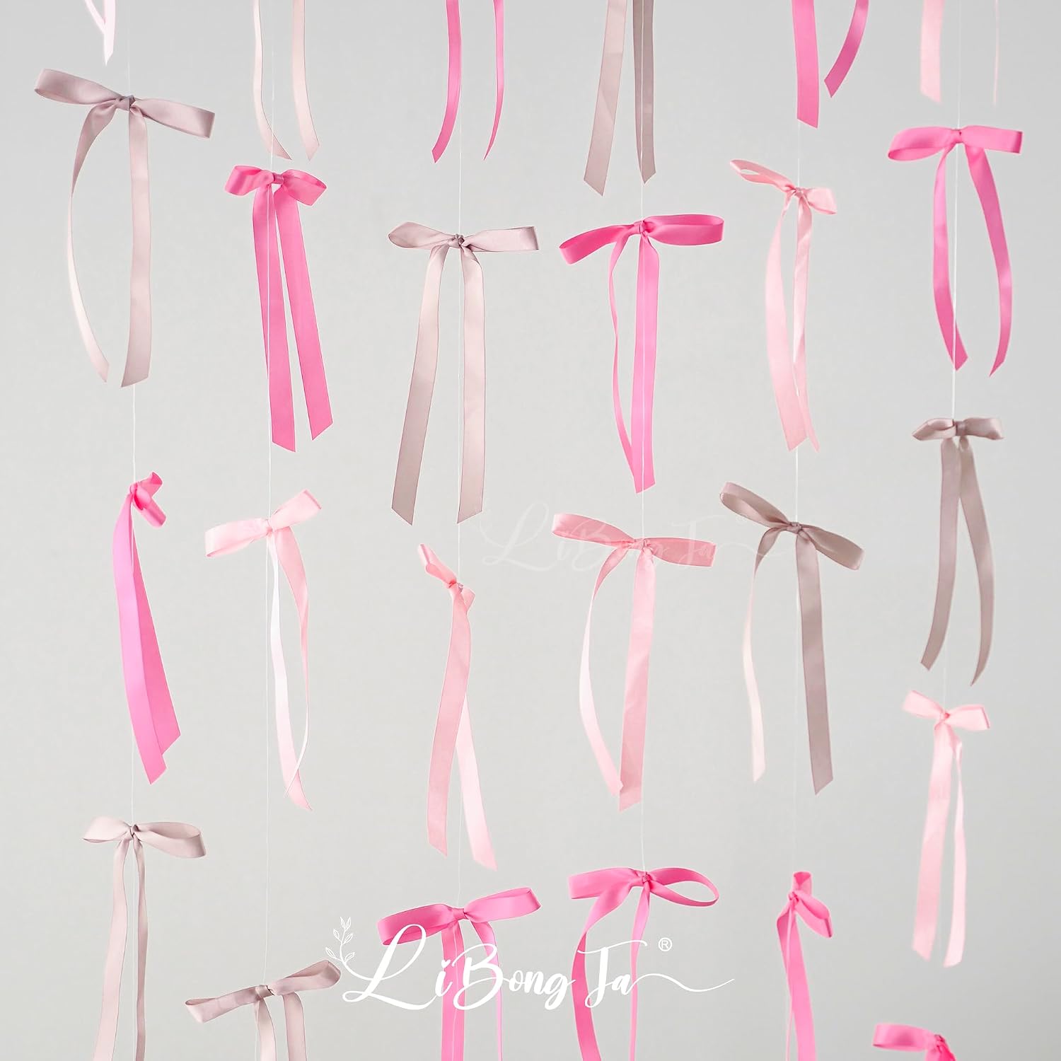 Pink Bows for Gift Wrapping 5" x 8" Long Tail Baby Pink Satin Ribbon Bows 50 PCS Pre-Tied Twist Tie Bow for Present Craft Candlestick Cake Candy Treat Bags Baby Shower Birthday Wedding Party