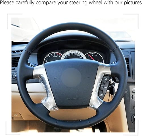 Miniatura 2 de Fundas de cuero negro cosido a mano para el volante del coche, para Chevrolet Epica 2006-2011