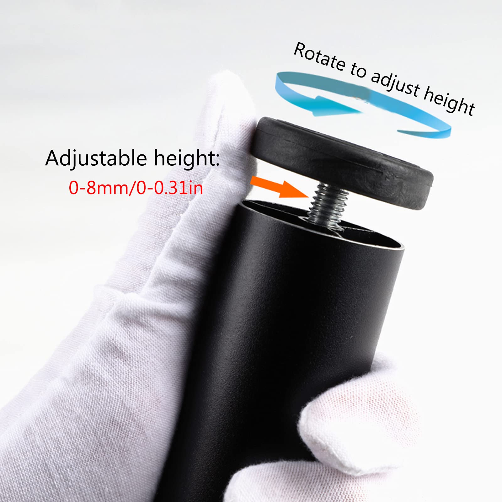 Gambe regolabili in metallo per armadietti, 4 piedini di ricambio per tavolino da caffè e supporto TV, altezza 8 mm, supporta fino a 500 kg, 8 cm, elegante finitura argento