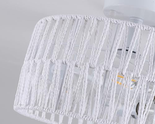 Miniatura 5 de Hchunqjor Lámpara de techo de 3 luces tejida en color blanco costero, cuerda de cáñamo, semiempotrada, para pasillo, dormitorio, cocina, entrada,