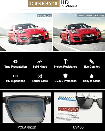 Miniatura 6 de DUBERY Lentes de sol deportivos polarizados para hombres y mujeres, para béisbol, ciclismo, golf, pesca, 100% protección UV, D8040
