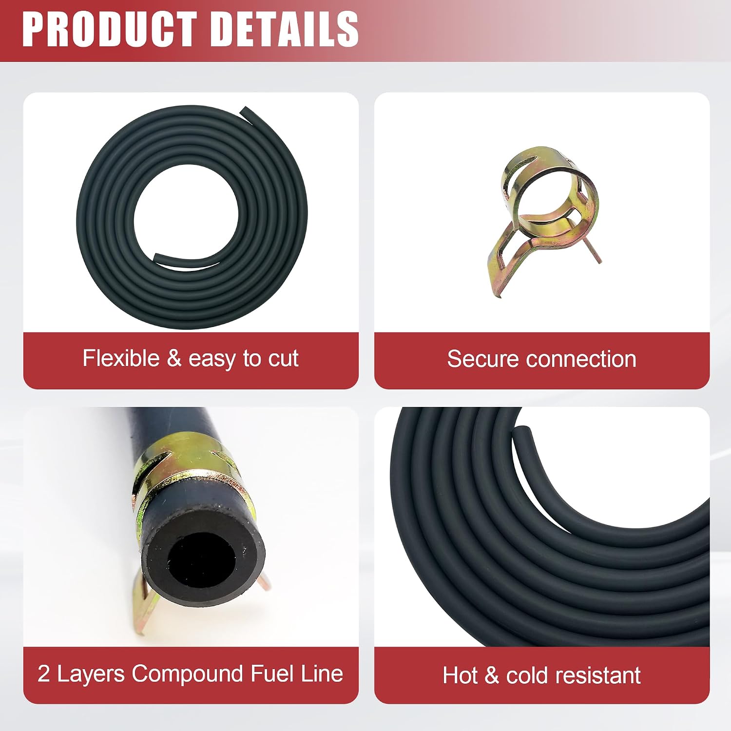 YAMAKATO 10 Feet 3/16 Inch ID Fuel Line Hose for Small Engines Mini Bike