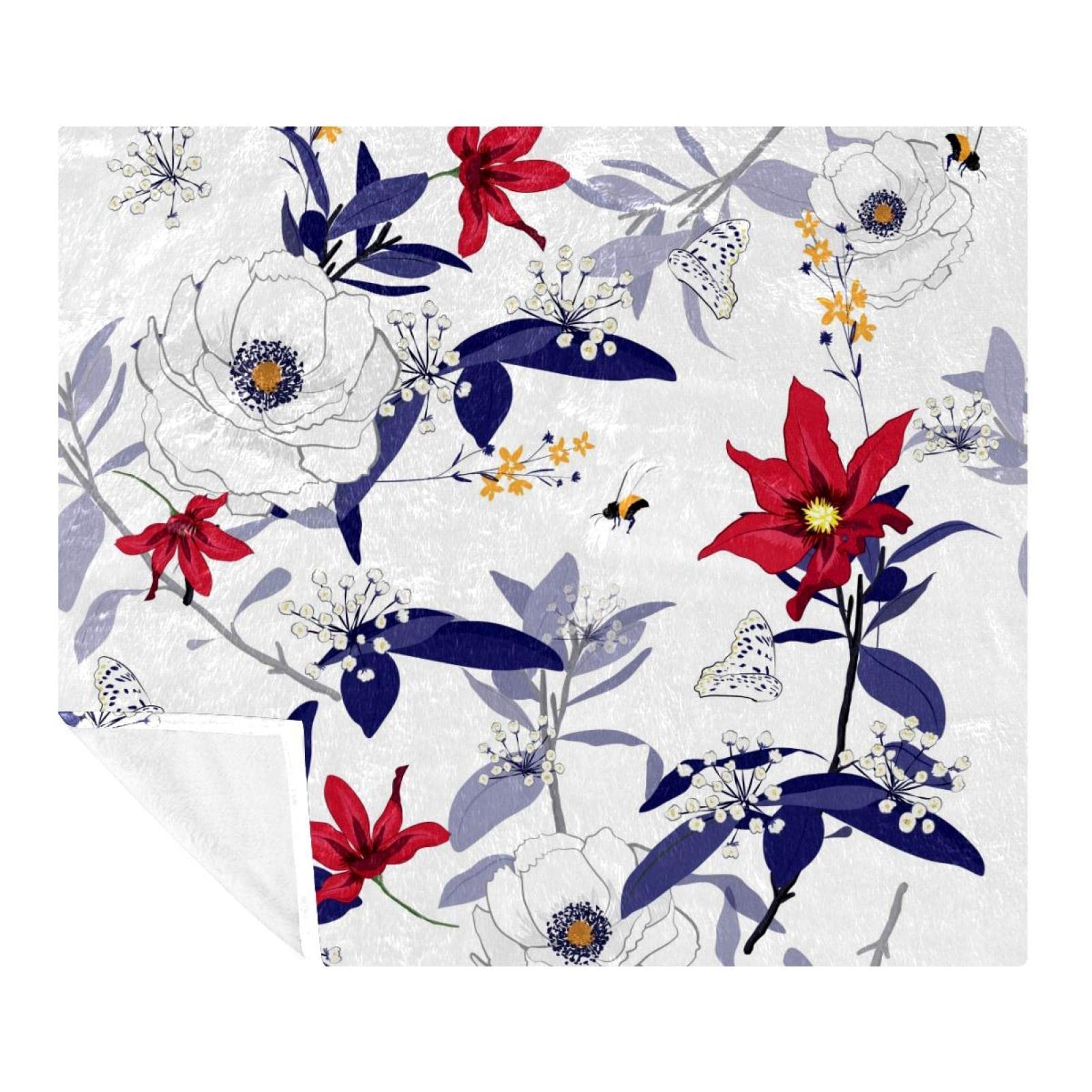 Couverture légère en microfibre Blooming Flowers pour éliminer la fraîcheur du soir sur le canapé