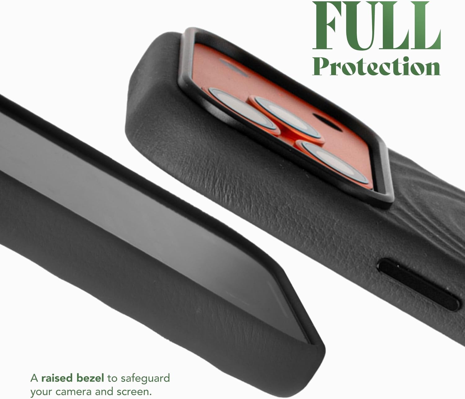 Luxe Wave Leather Case for iPhone 17 Pro Max | Premium North American Cowhide with Ripple Pattern | Compatible with Magsafe & Camera Control - Black