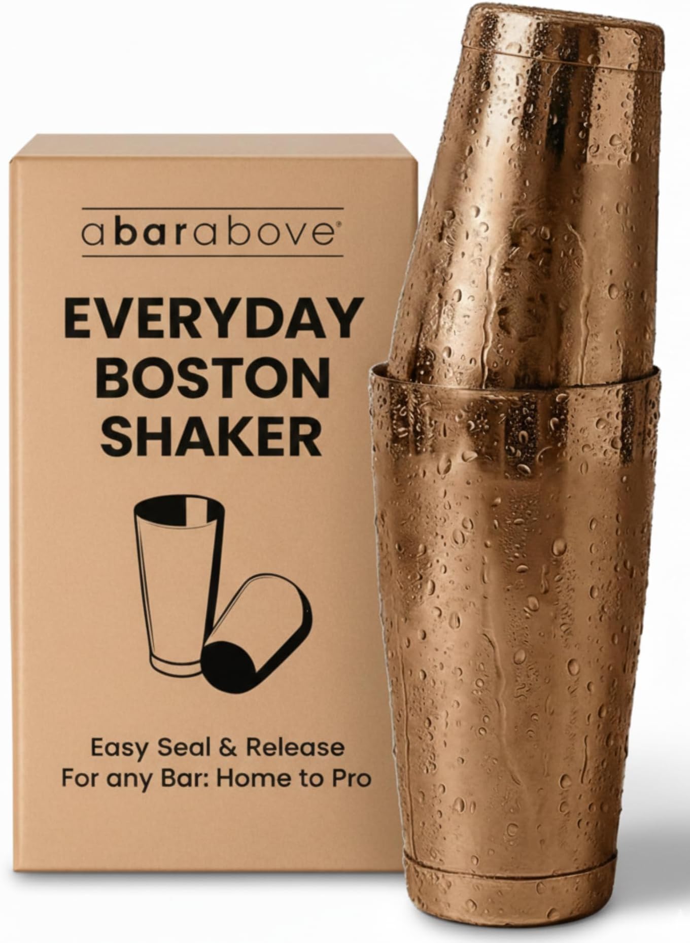 A Bar Above Professional Boston Shakers Set 18 oz Weighted Stainless Steel Cocktail Shaker Set for Bartenders, Premium 304 Steel Bar Shaker, Essential Bartending Tools for Mixing Drinks