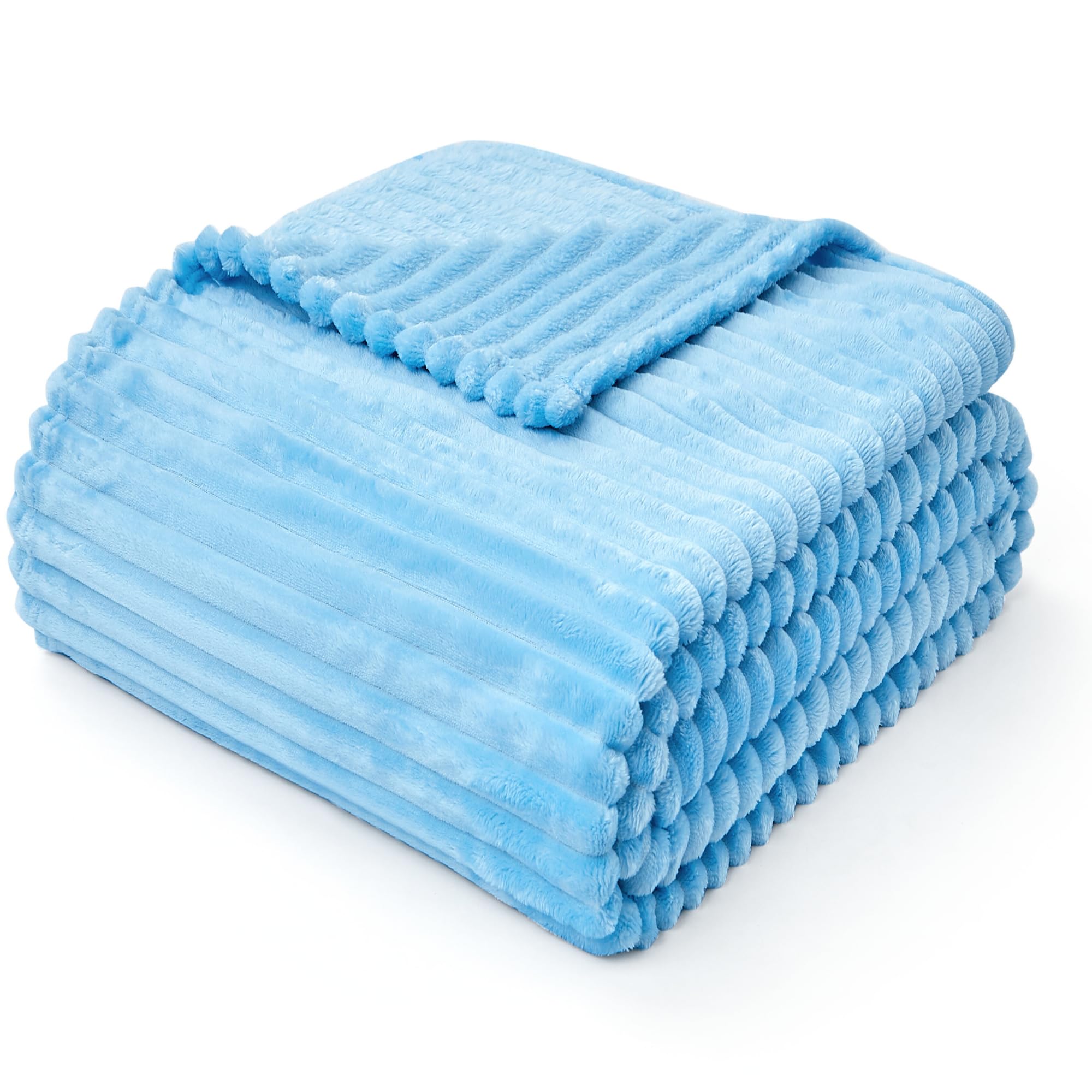 Lane LinenThrow Blanket Living Room Decor Home Gifts for Women Men – Soft Fluffy Fleece Flannel Blue Cozy Fuzzy Plush Warm Minky Couch Bed Blanket, Bedroom Décor, Blue 127 x 152
