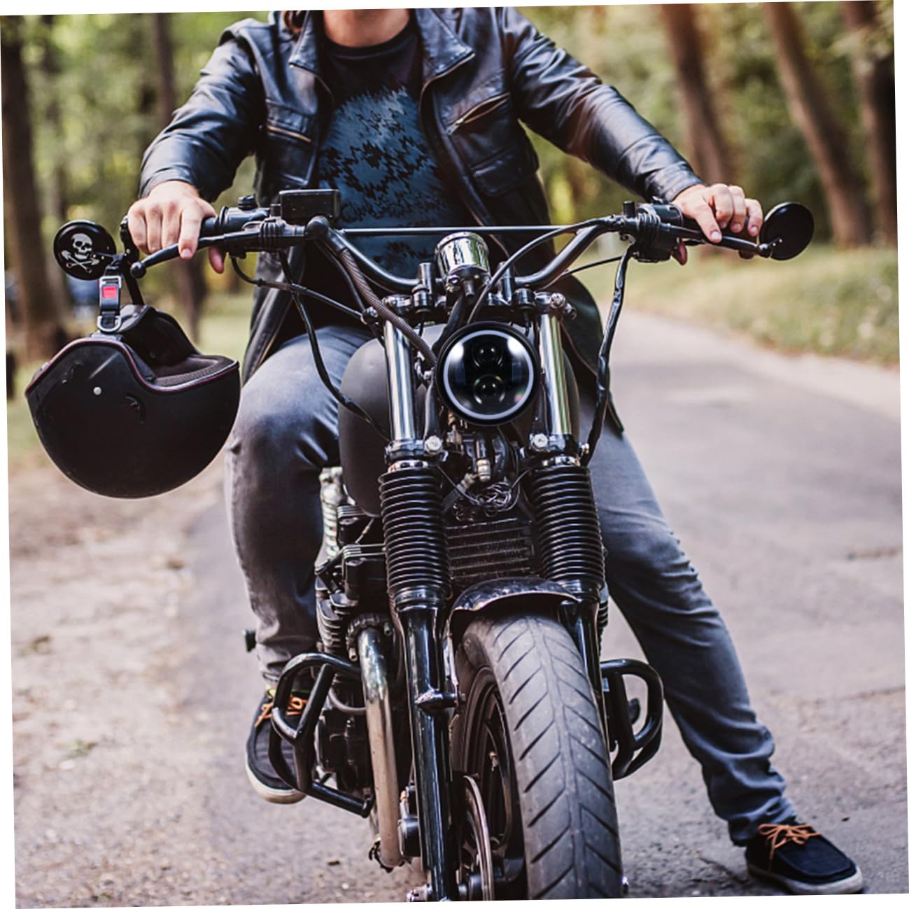 ABOOFAN Faro a LED per Moto Retrò Luce di Guida Notturna, Lampada a LED Resistente All’usura per Guida in Condizioni Avverse, Gruppo Ottico Anteriore Compatibile per Moto Vintage