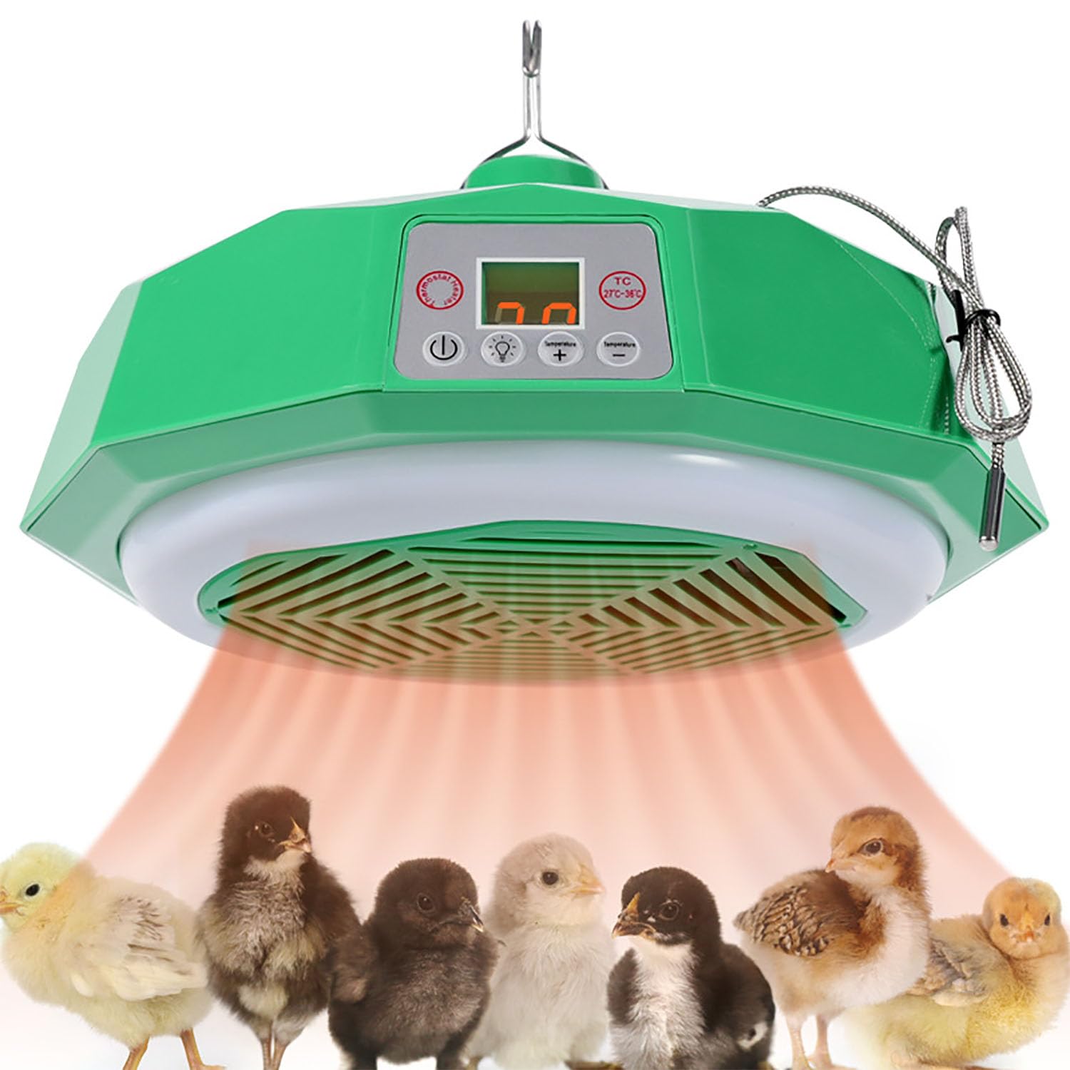 Lámpara De Calor Para Aves, Lámpara De Calor Para Pollitos, Calentador Para Gallinero Con Termostato Inteligente Y Lámpara De Calor, Rango De Ajuste De Temperatura De 27 °C a 36 °C Para Pollitos
