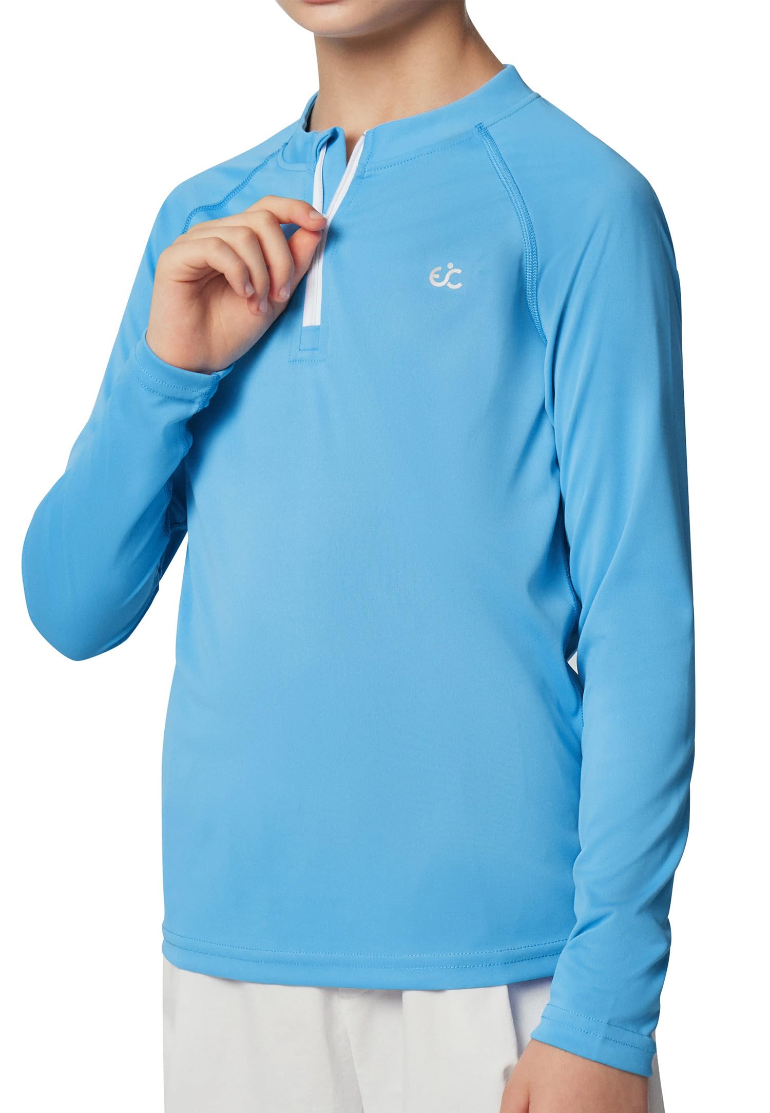 Ewedoos UPF50+ Boys Swim Shirt Rash Guard Long Sleeve Quick Dry Sun Shirts Kids Boys Fishing Shirt for Summer Outdoor