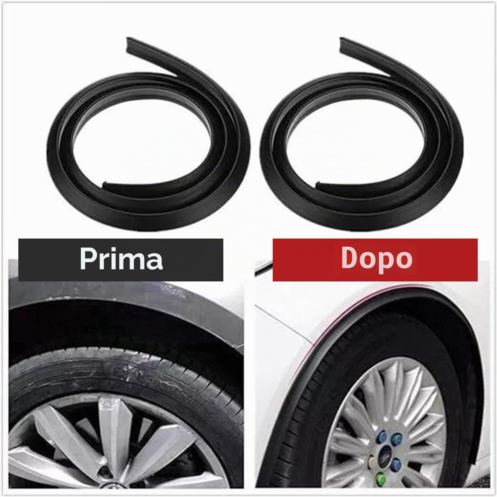 Parafanghi universali 1,5 m x 4,5 cm per auto, forma a fiocco, protezione e decorazione, 2 pezzi