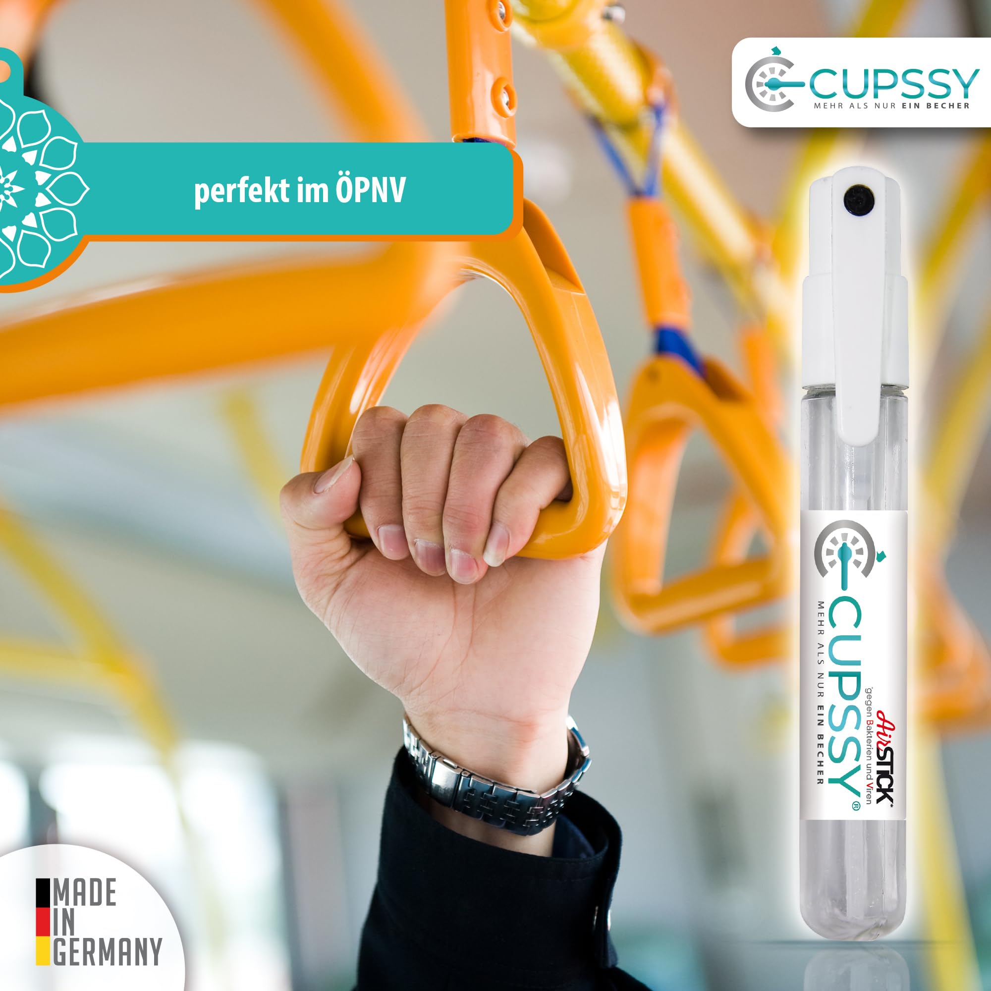 AirStick, Desinfektionsmittel, Reise Flächendesinfektionsmittel, kein auslaufen, Für Robust, Desinfektionsmittel Flächen, bekämpft Bakterien 99,9%, Nachfüllbar, sauber&schonend, 3x15ml