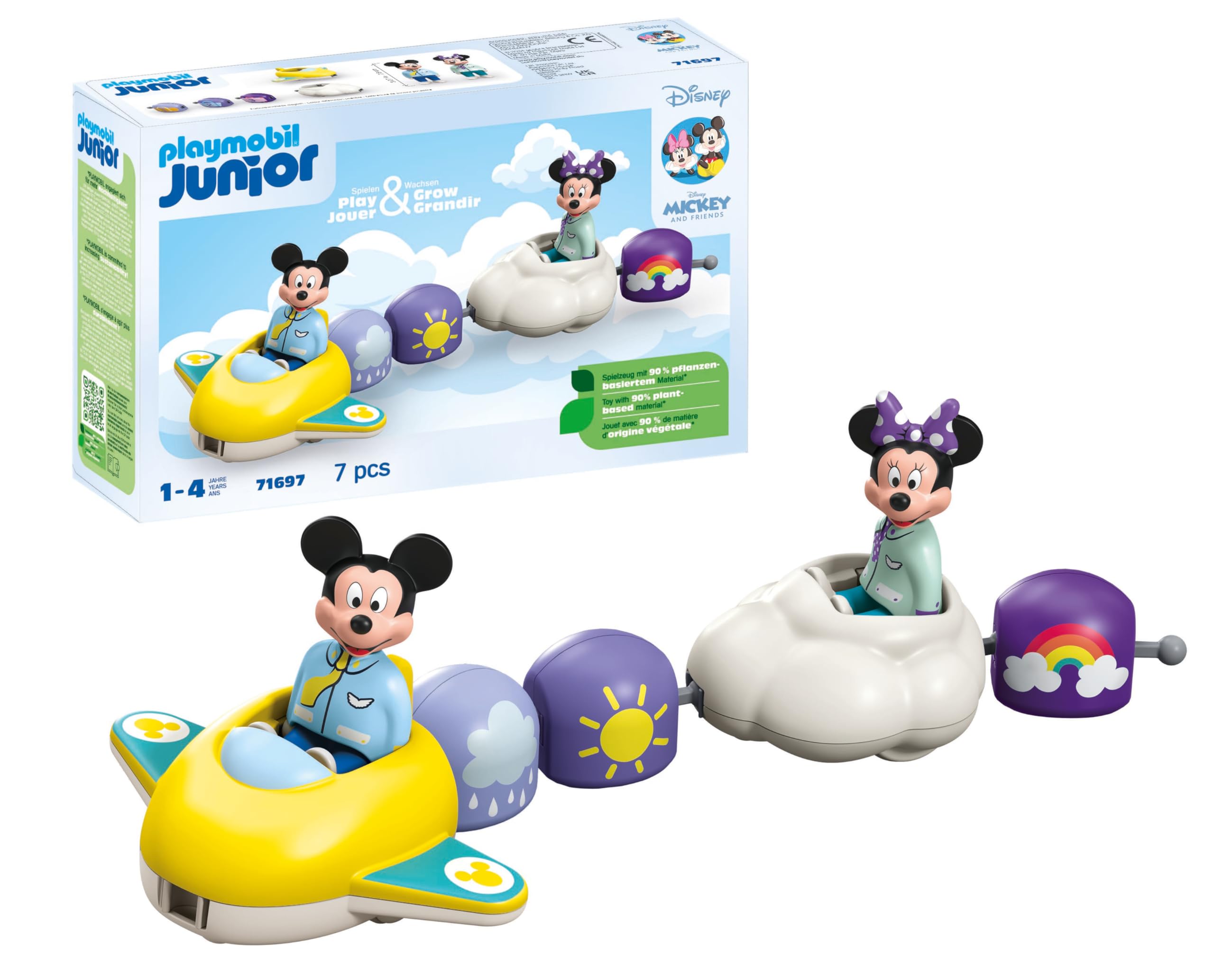 PLAYMOBIL Junior Autobús – Set De 9 Piezas Con 4 Figuras Y Equipaje, Juguete De Plástico Vegetal Para Niños +1 Año