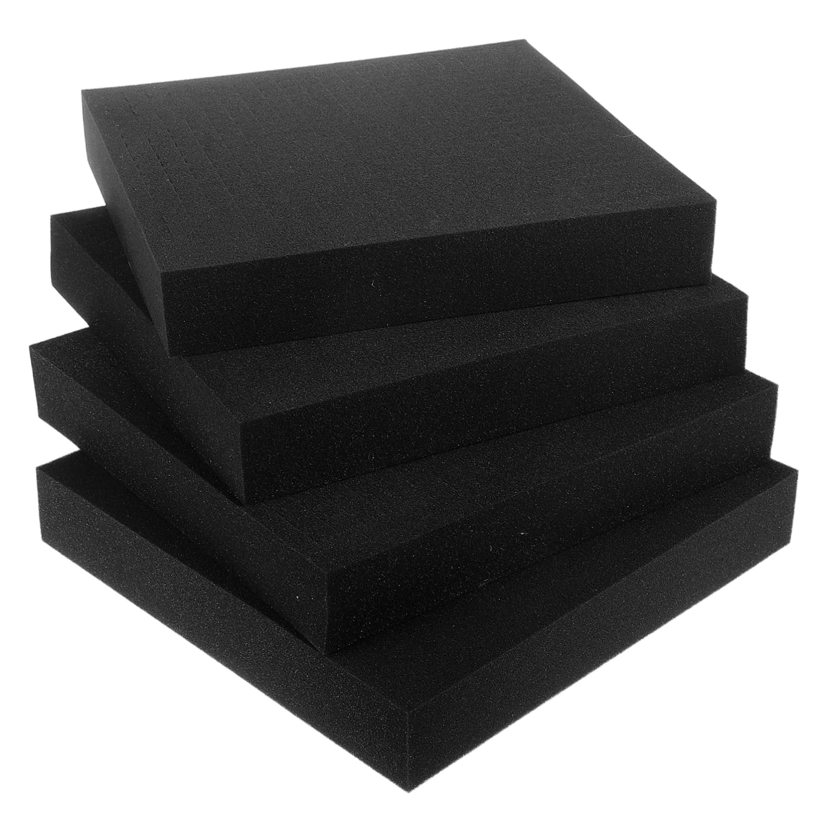 HOMSFOU Inserti in Schiuma Poliuretano Nero 4 Pezzi Alta Resilienza e Resistenza alla Deformazione per Materiali di Imballaggio e Uso Ufficio