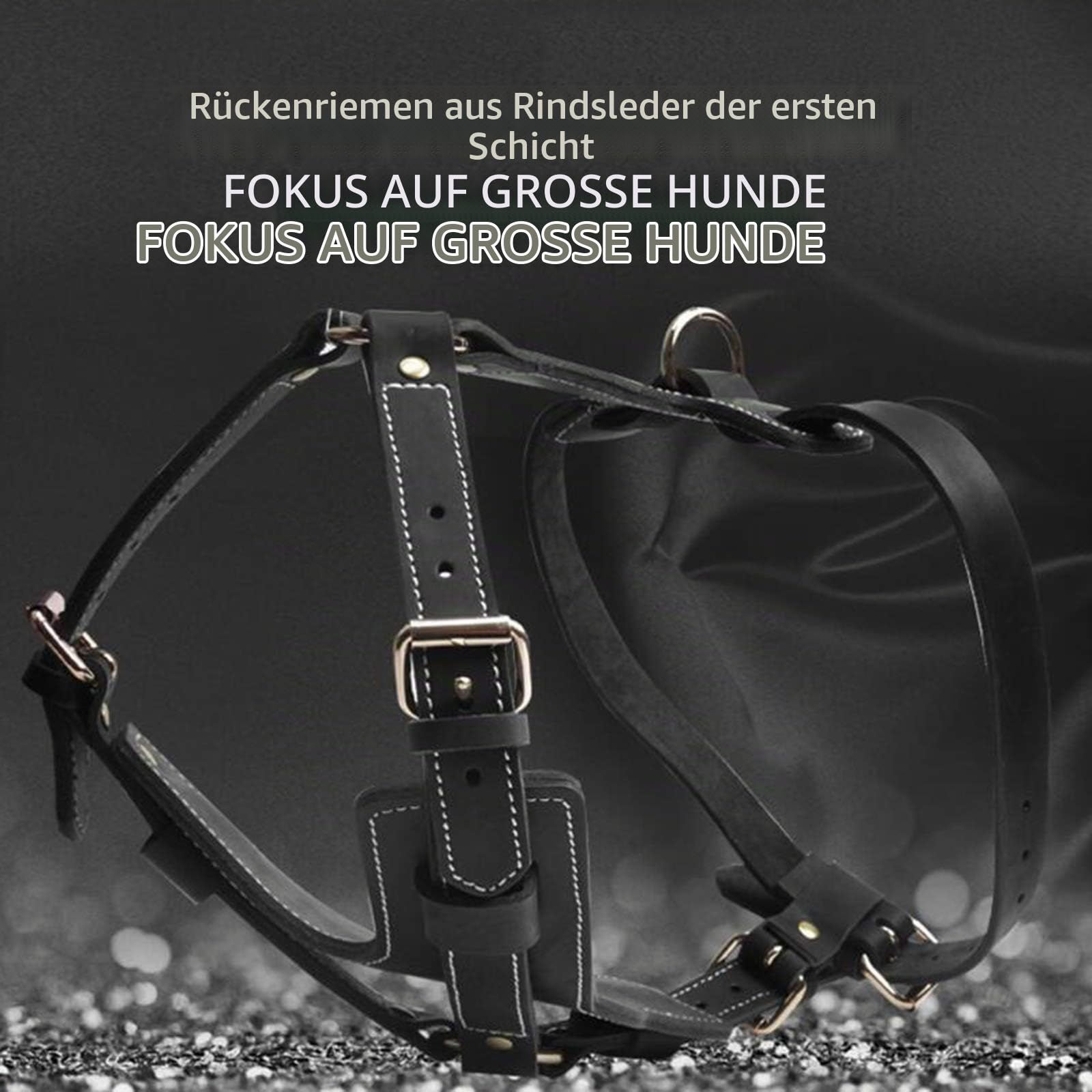 Hundegeschirr Schwarz Echtes Leder Hundegeschirr Für Mittlere Und Große Hunde Hund Weste Geschirr Schwere Pflicht Schnalle Pitbull Deutsch Schäferhund Hund XL 64-86cm Schwarz