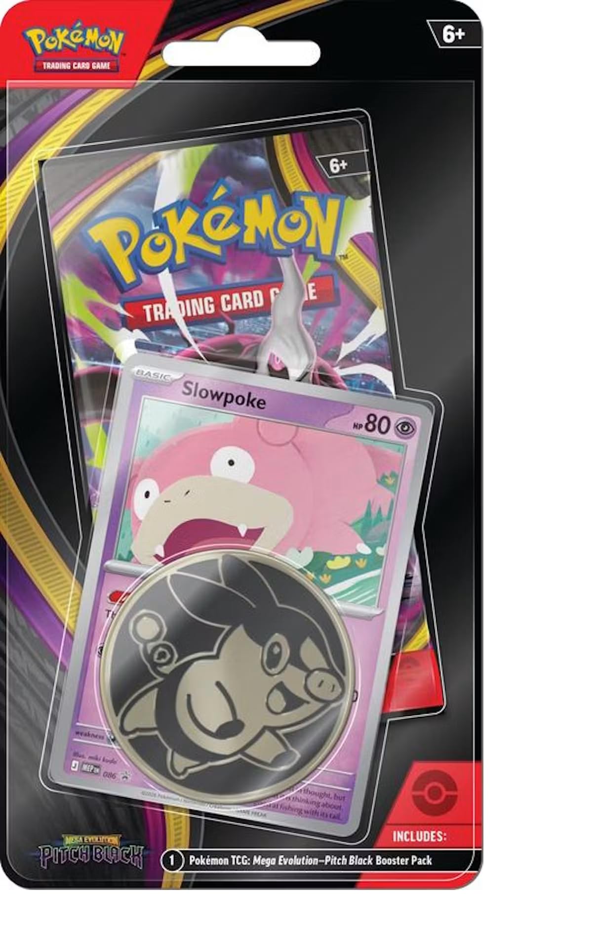 Pokemon Mega Evolution Pitch Black Checklane Blister Pack (1 Booster Pack, Slowpoke Promo Card & Coin)