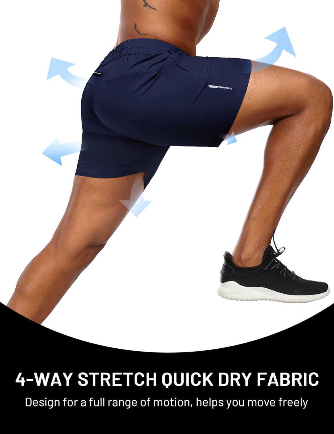 MIER Mens Running Shorts with 5 Inch Inseam, Quick Dry Athletic Shorts for Gym Workout Exercise Training, 3 Zipper Pockets - Image 4