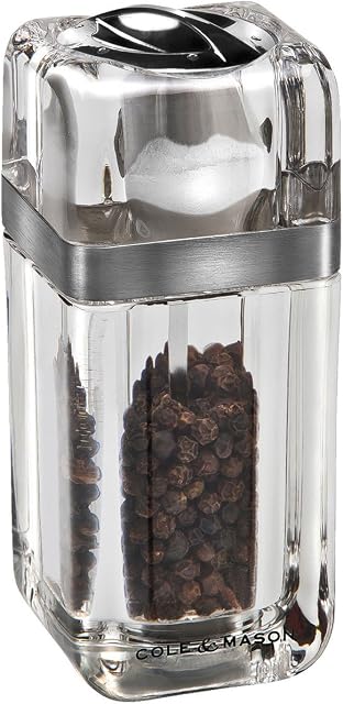 Cole & Mason H307396P Kempton Combi Salt Shaker and Pepper Mill | Precision+ | Stainless Steel/Acrylic | 130mm | Duo Mill | Includes 1 x Salt Shaker/Pepper Grinder | Lifetime Mechanism Guarantee