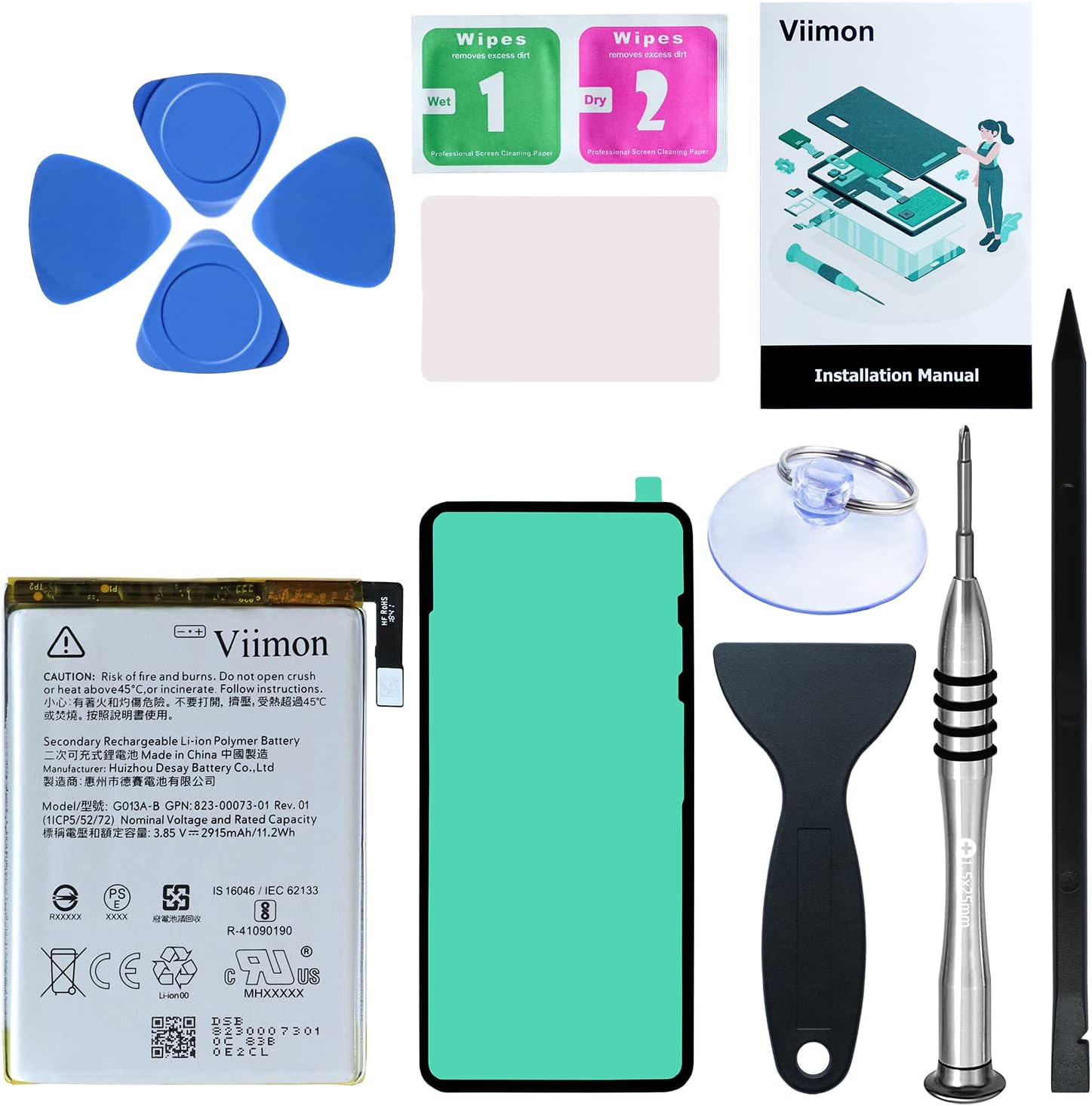 Viimon Pixel 3 Battery Replacement Kits (New Upgraded) Compatible with Google Pixel 3 All Models with Adhesive, Installation Manual and Repair Tool Kits