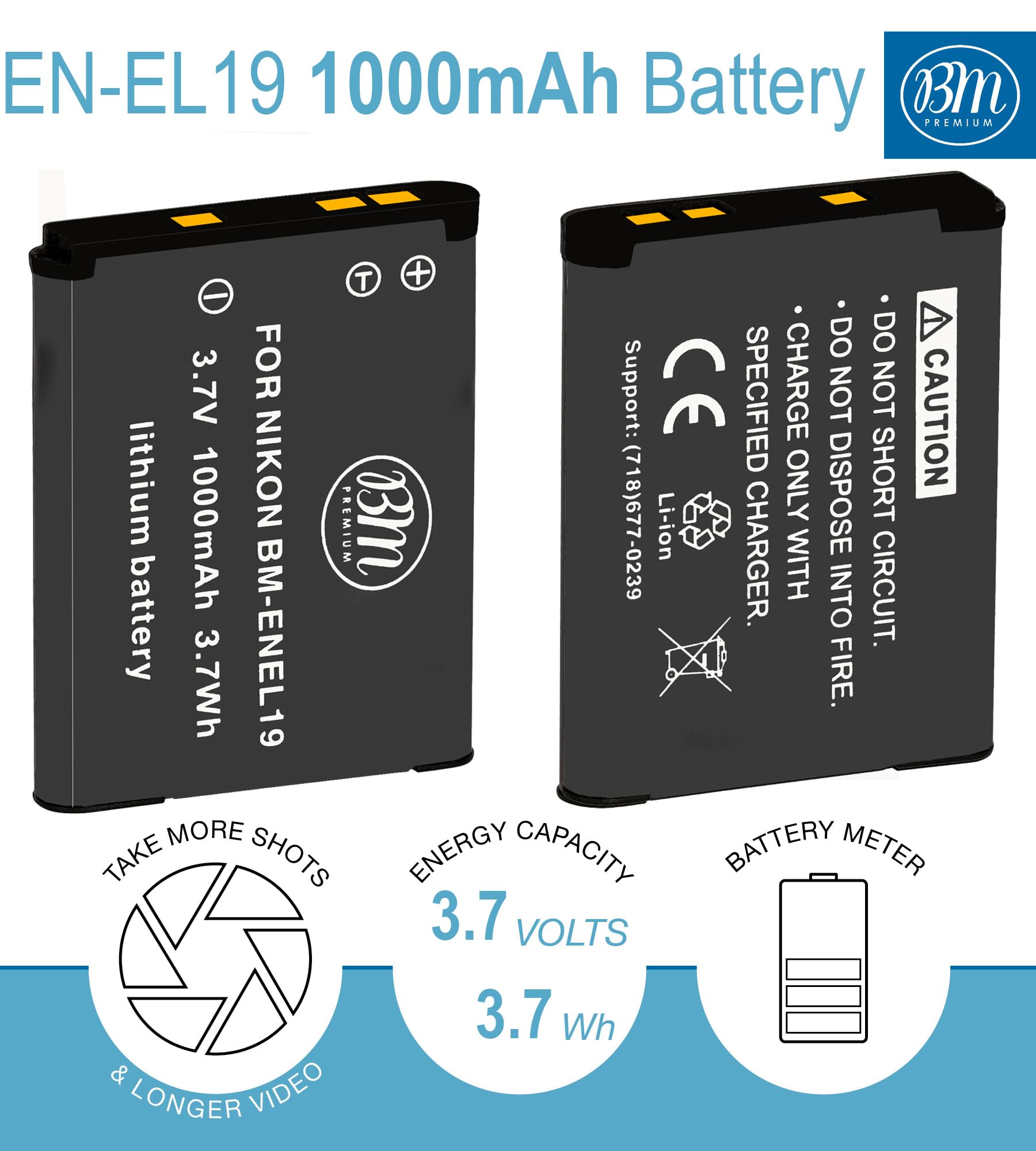 Amazon.com : BM 2 EN-EL19 Batteries and Charger for Nikon Coolpix