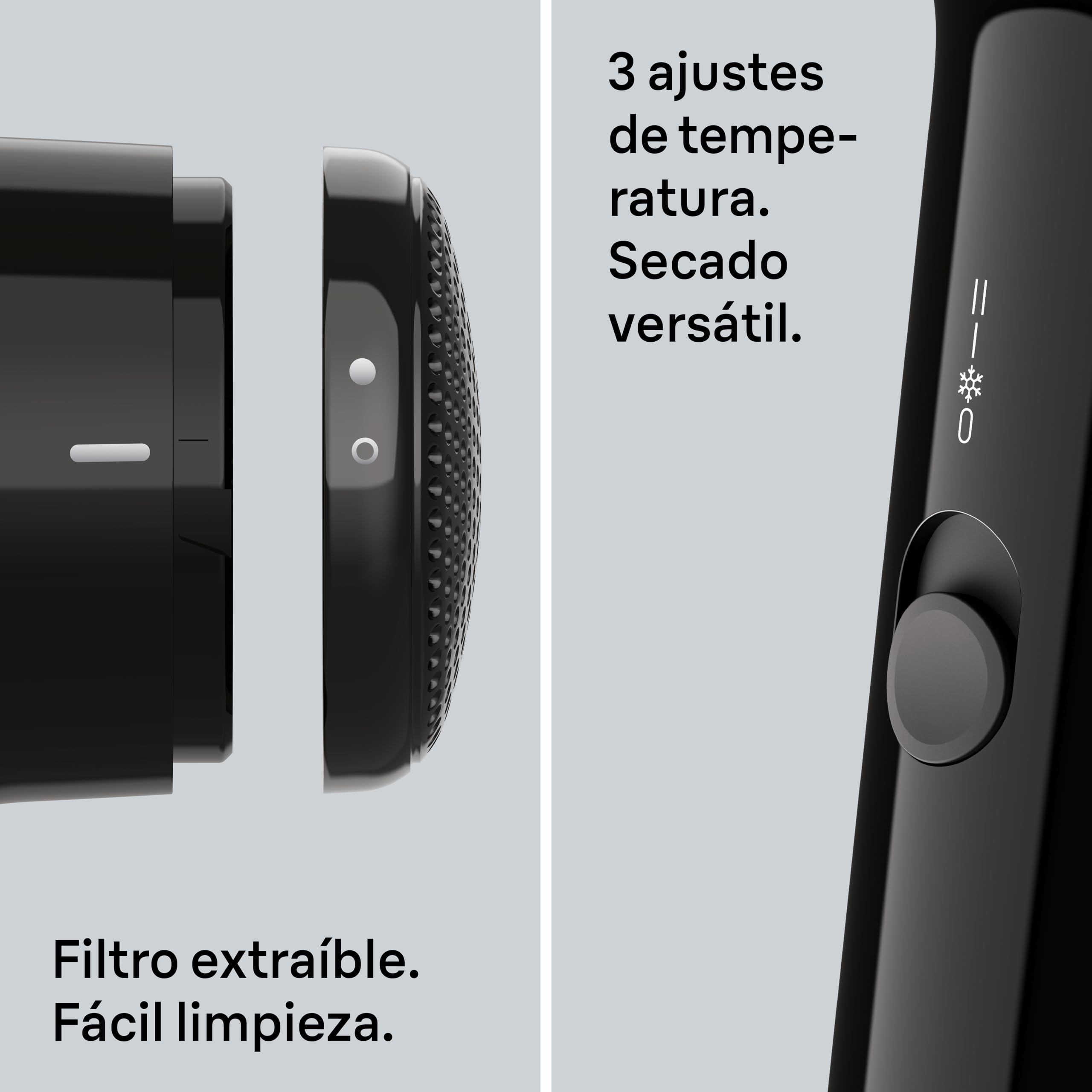 Secador de pelo Braun HD1.5, secador compacto y ligero con boquilla de secado para todo tipo de cabello, 1800 W con 3 combinaciones de temperatura/velocidad, acabado negro brillante – BRHD150E