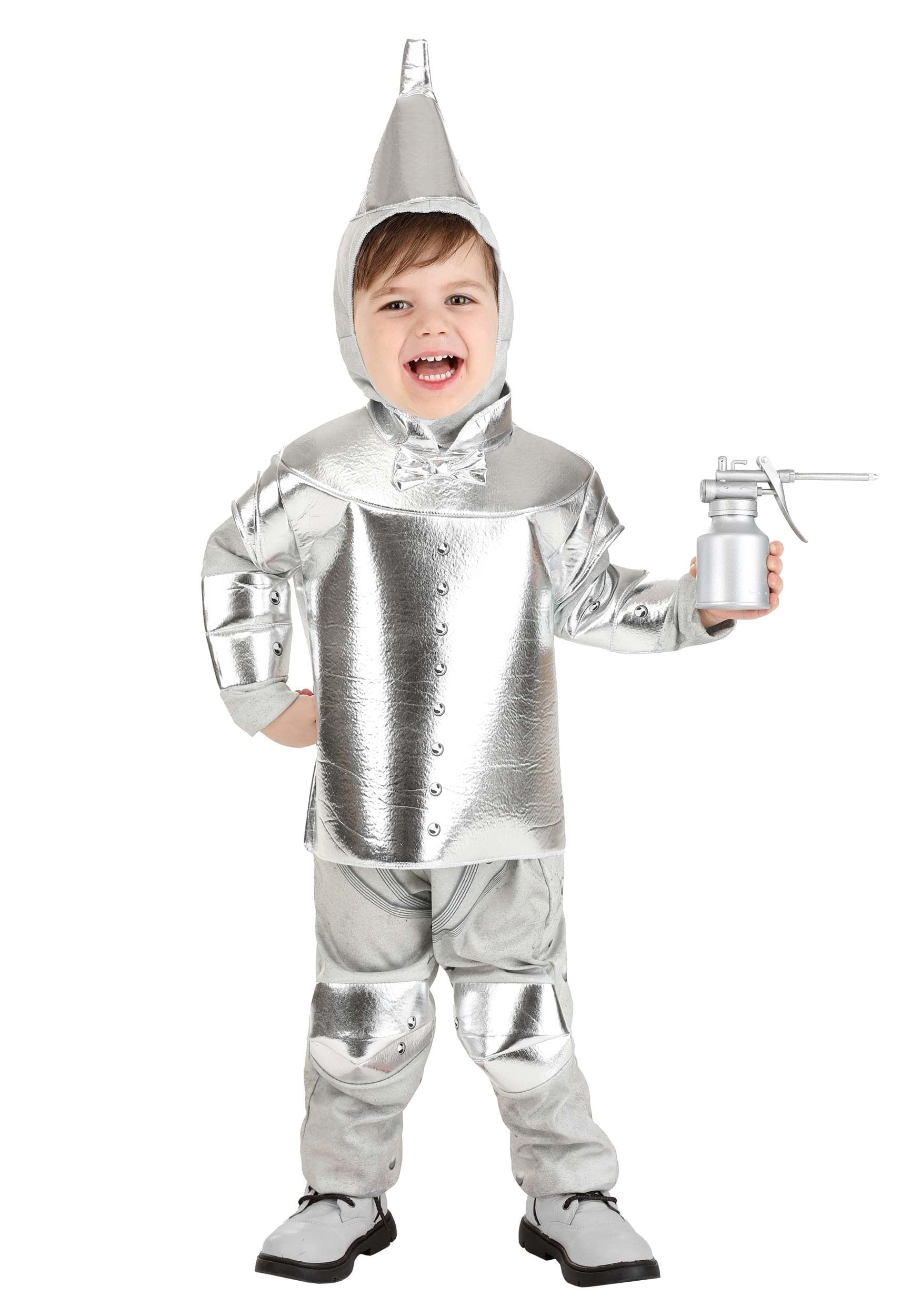 Toddler Wizard of Oz Tin Man Costume, Silver Metallic Tin Man Outfit Suit for Movie-Inspired Cosplay & Halloween