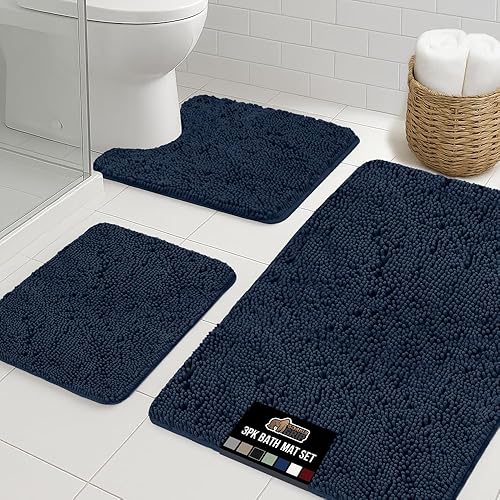 Vista 31 de GORILLA GRIP - Juegos de alfombras de baño, juego de 2 alfombras de área de felpilla suave, alfombra base de inodoro y alfombra de 30 x 20, Gris