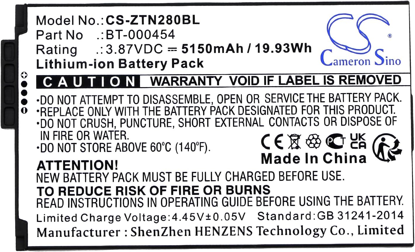 Replacement Battery for TC15, TN28, U30 PN: BT-000454, BT-000454-72, BTRY-TN2X-1XMA1-01, BTRY-TN2X-1XMA1-1A 5150mAh / 19.93Wh