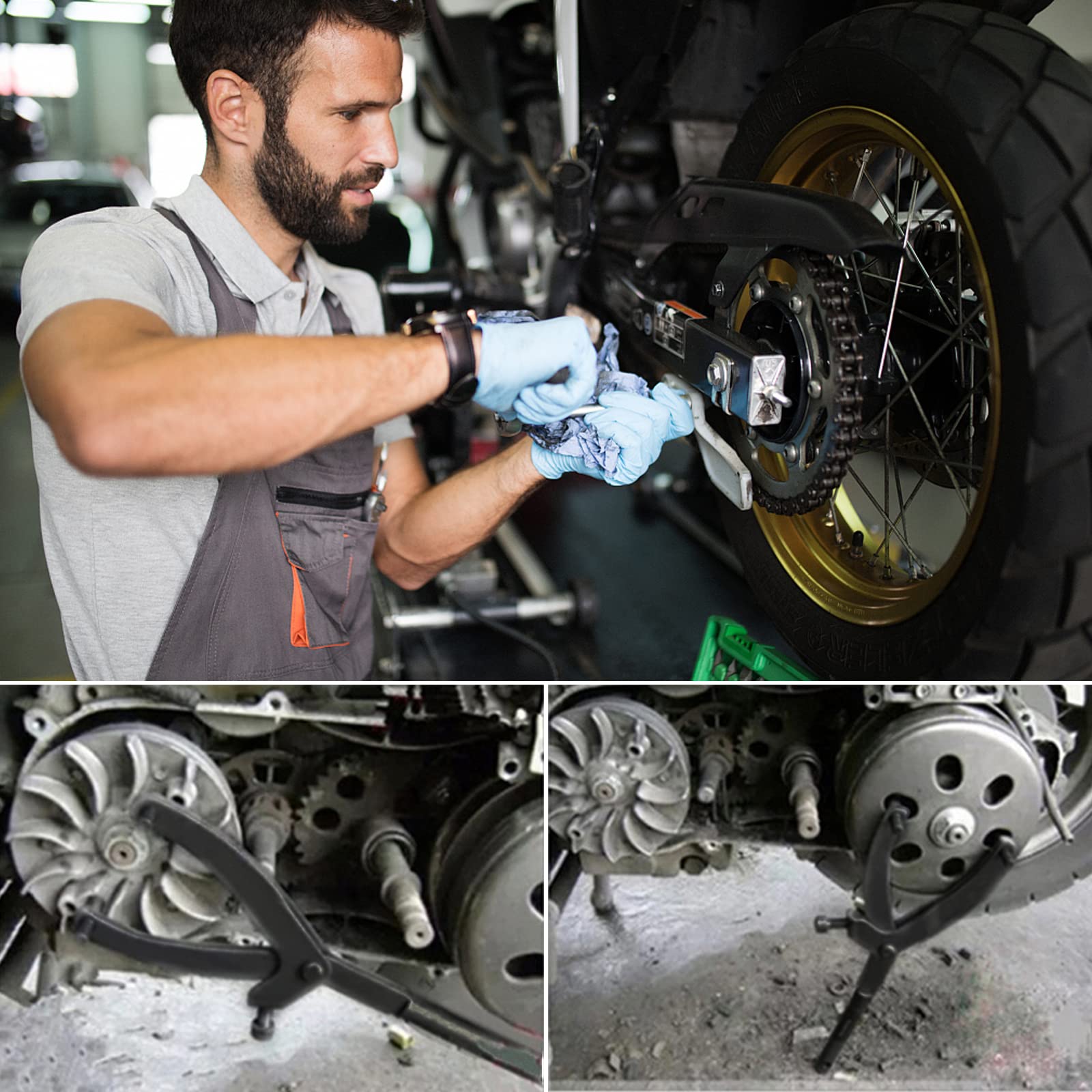 Chiave Frizione per Volano Chiave Blocca Volano per Cinghia della Puleggia Strumento di Blocco e Riparazione Universale Moto Volano Variatore Rimozione Strumento