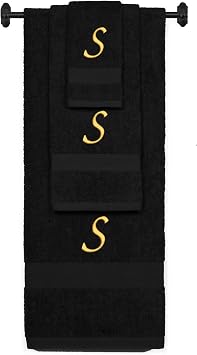 BY LORA Monogrammed Bath, Hand, Washcloth Cotton Towel Set, Personalized Embroidery - S