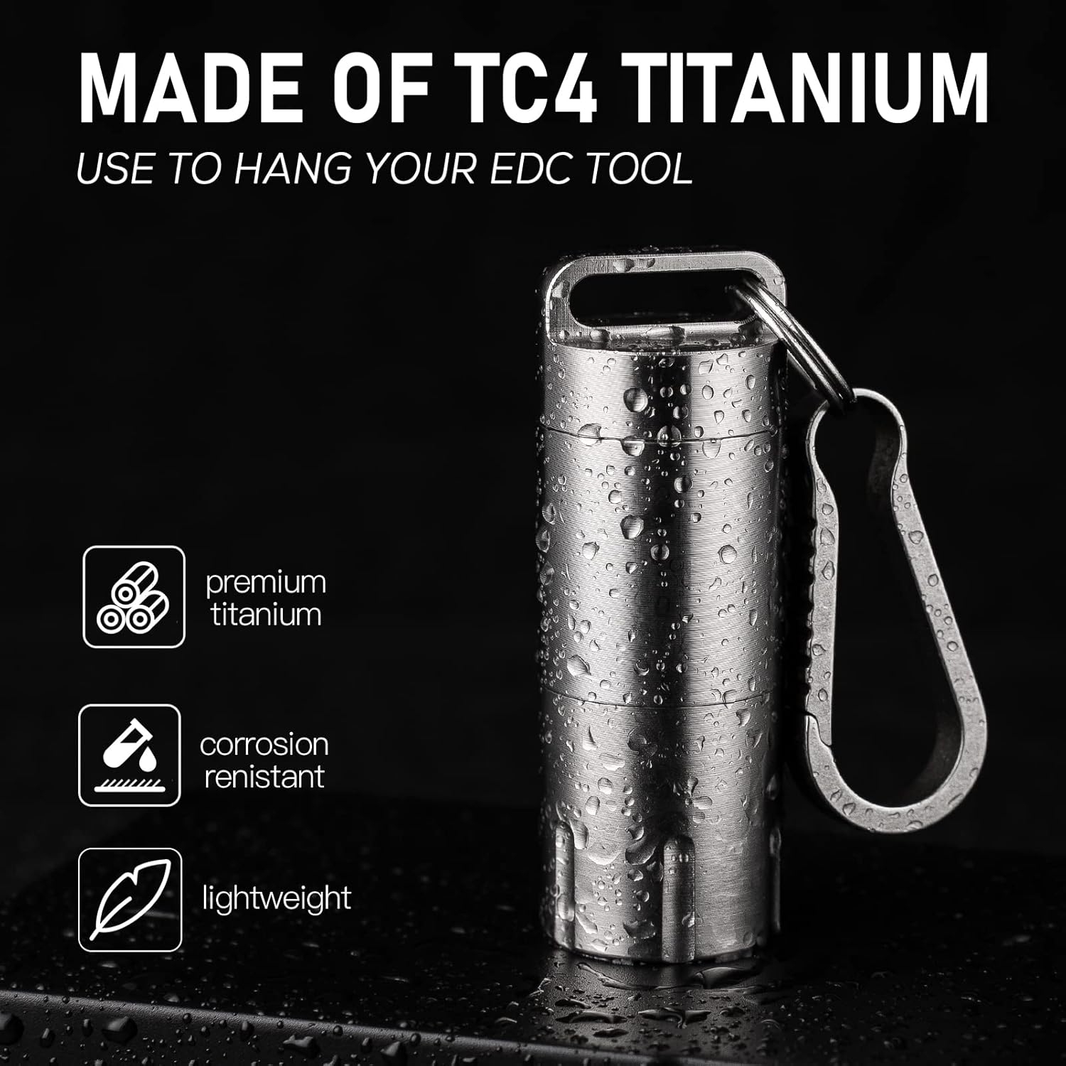 TISUR Titanium Small Pill Holder Keychain, Portable Pill Case Waterproof Pocket Pill Box Container Carrier to Hold Pills, Vitamins, Fish Oil, Supplements