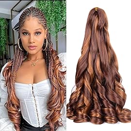 Braiding Hair Extensions,P33/30 Bouncy Synthetic French Curl Braiding Hair Extensions 75g/pack French Curly Crochet Hair Extensions 24Inch (8Pack,P33/30)