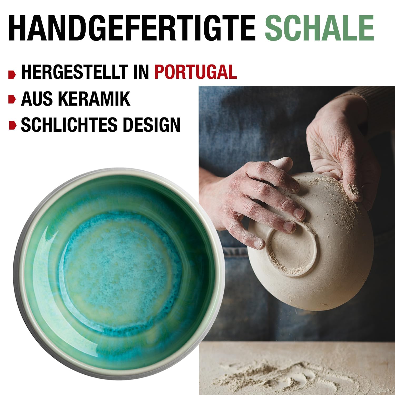 ORIGEENS MATCHA SET MIT PULVER "JADE" - Handgefertigte Matcha-Schale (Portugal), Matcha-Besen, Bambuslöffel, BIO Matcha-Tee aus Japan - Matcha Tee Set für Teezeremonie, Geschenkset