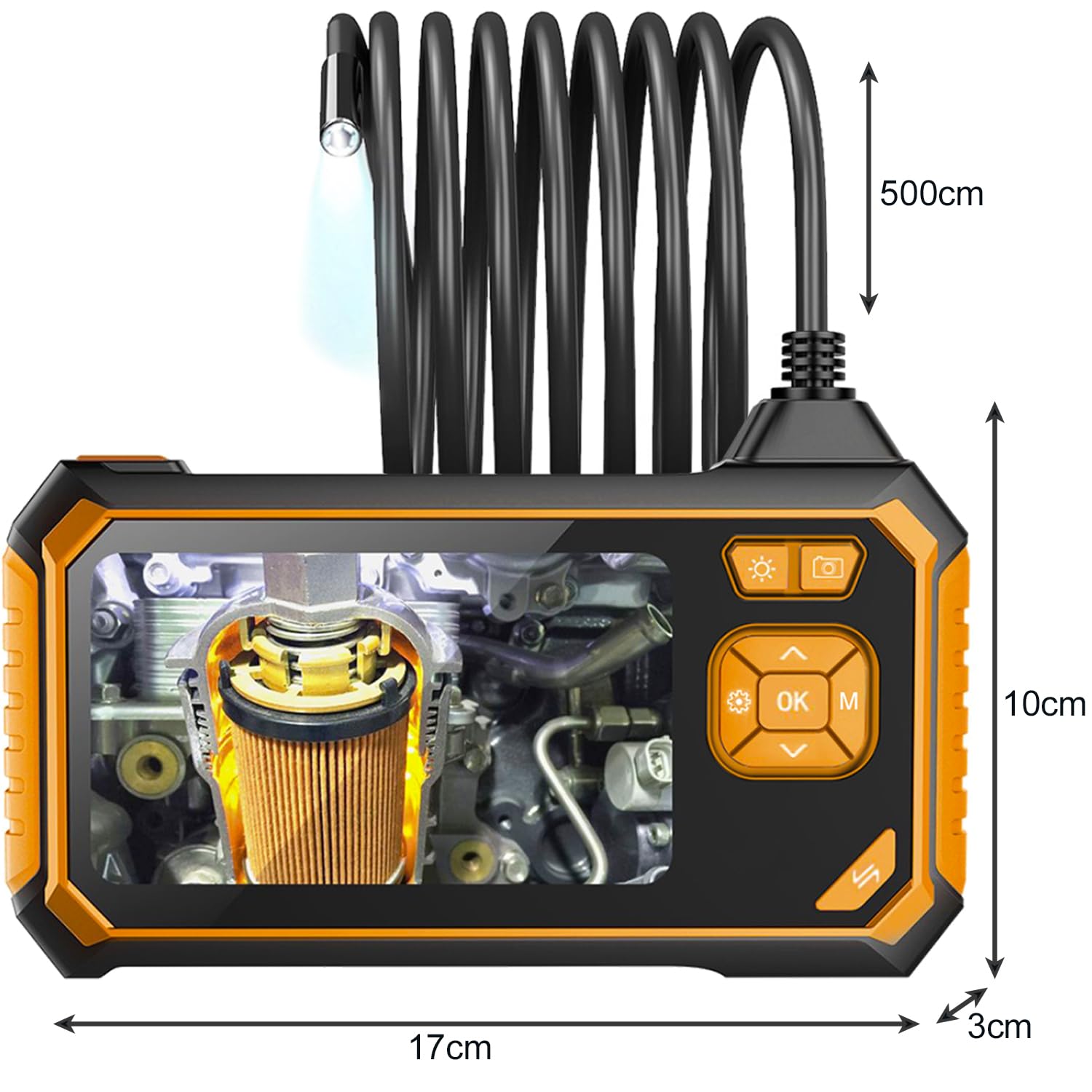 BIGSTREN Kamera endoskopowa z oświetleniem LED 5 m LCD HD 4,3" kamera inspekcyjna 19376