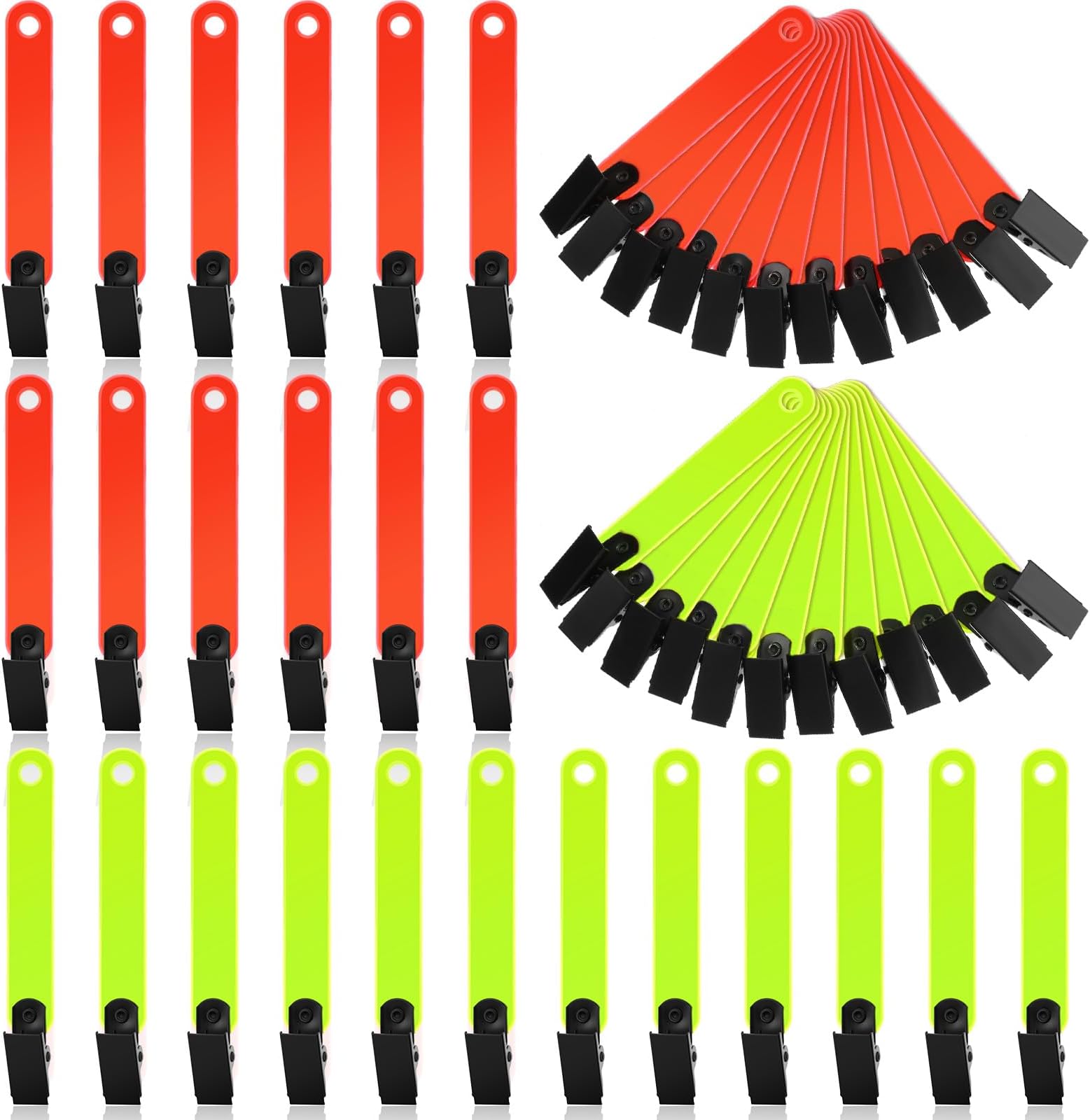 Leitee Trail Markers Reflective Tree Tacks Hunting Reflector Tacks Trail Marking Ribbon with Clips for Hiking Hunting Outdoor (Fluorescent Yellow,Fluorescent Orange,48 Pcs)