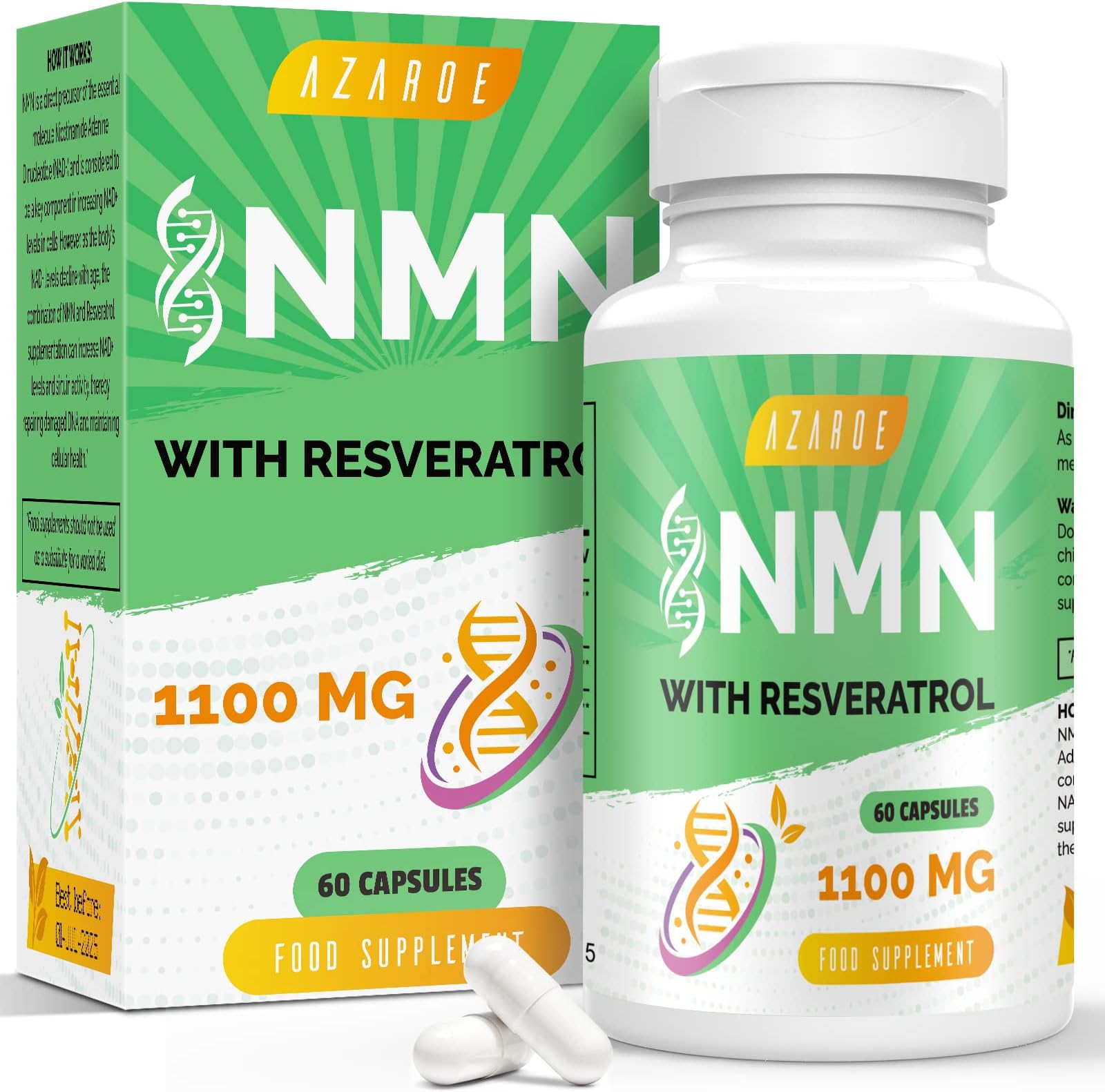 NAD+ Trans-Resveratrol 1100mg โ Advanced Formula for Enhanced Performance & Vitality (60 Count (Pack of 1))