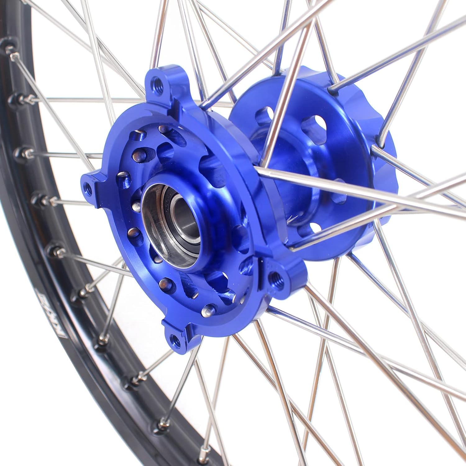KKE 21/18 Enduro Motorcycle Spoked Wheels Rim Set Fit Sherco SER & SEF Blue Hub Black Rim