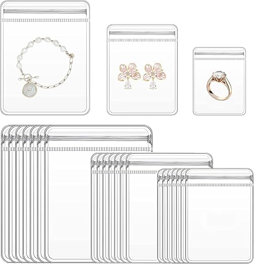 YouBella Jewelry 21 Pcs (3 Sizes) Jewellery Organiser Storage Pouches Clear Zip Lock Cover for Rings, Earrings, Necklace, ...