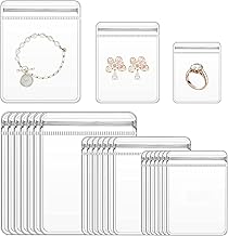 Xpandio 36 pcs 3 Sizes Clear PVC Jewelry Bags Plastic Transparent Jewelry Pouches for Rings Earrings Packing Storage Pouch Anti Tarnish Zip Lock Bags for Holding Jewelries