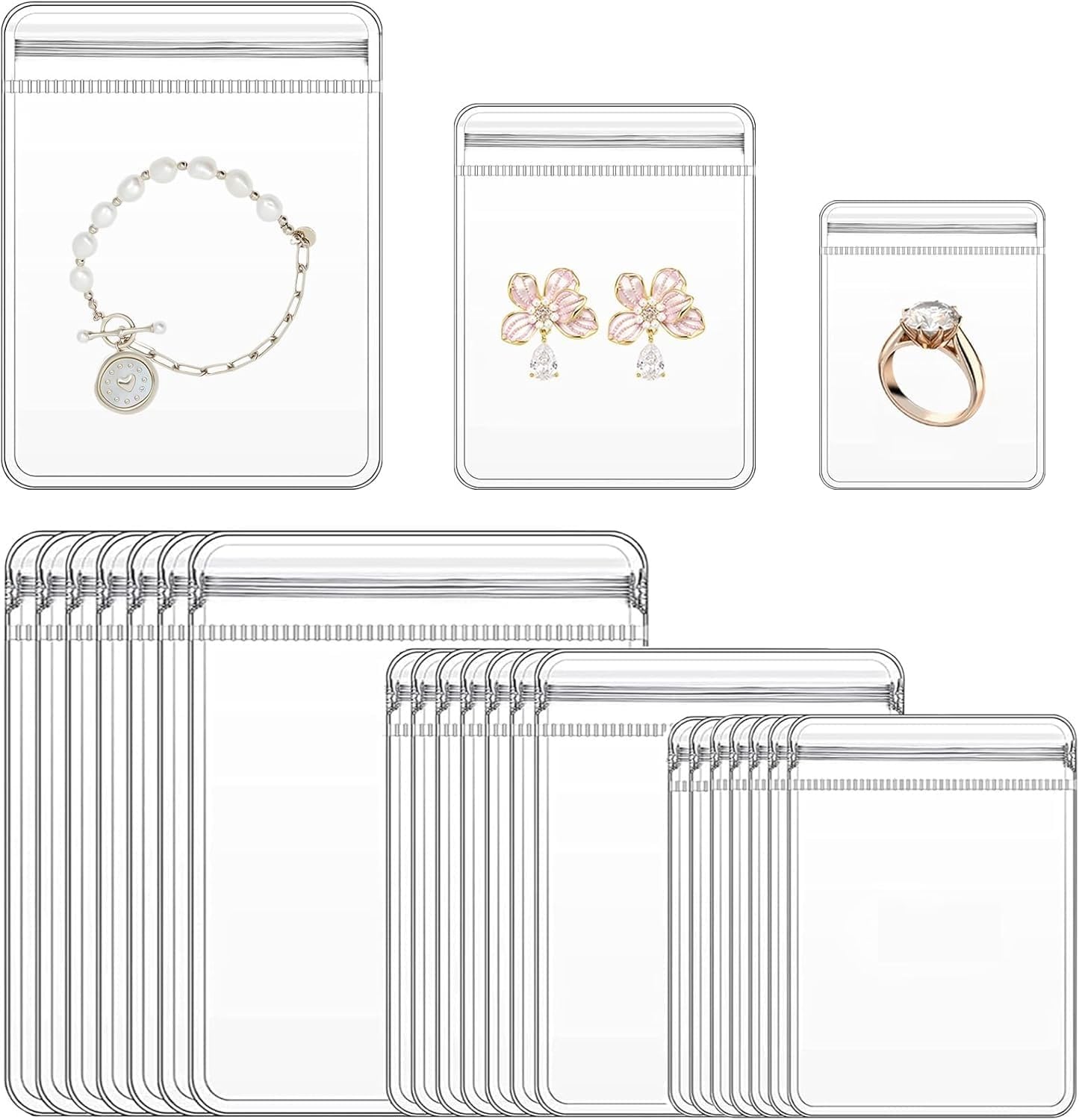 YouBella Jewelry 21 Pcs (3 Sizes) Jewellery Organiser Storage Pouches Clear Zip Lock Cover for Rings, Earrings, Necklace, ... - Review, Price and Buying Guide