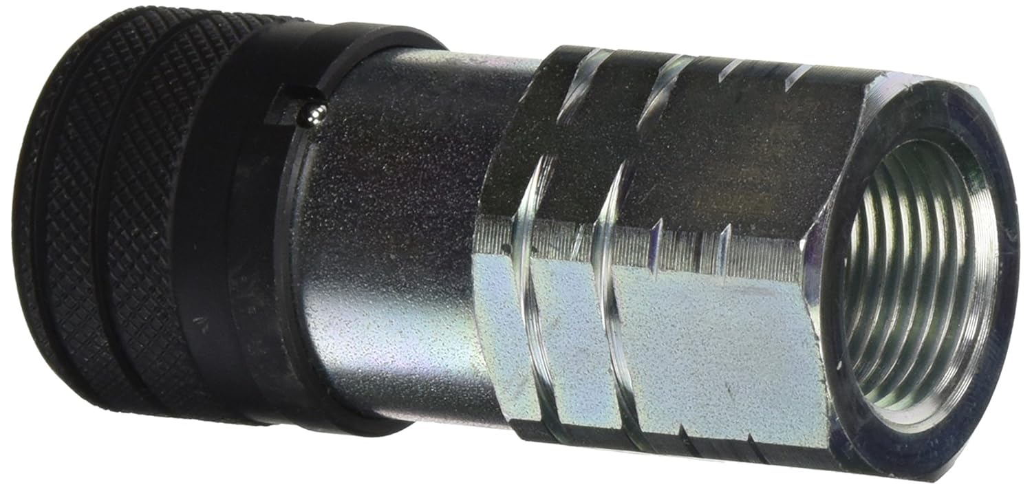 Eaton Hansen 12FFS75 Carbon Steel ISO Interchange Quick Connect Hydraulic Fitting, Socket, 3/4"-14 NPT Female, 1/2" Body