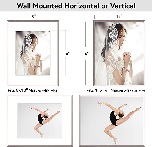 Miniatura 9 de Fkvat Juego de 2 portarretratos de 8 x 12 pulgadas, de metal fino cepillado de latón para pared y mesa, horizontal y vertical, sin paspartú para