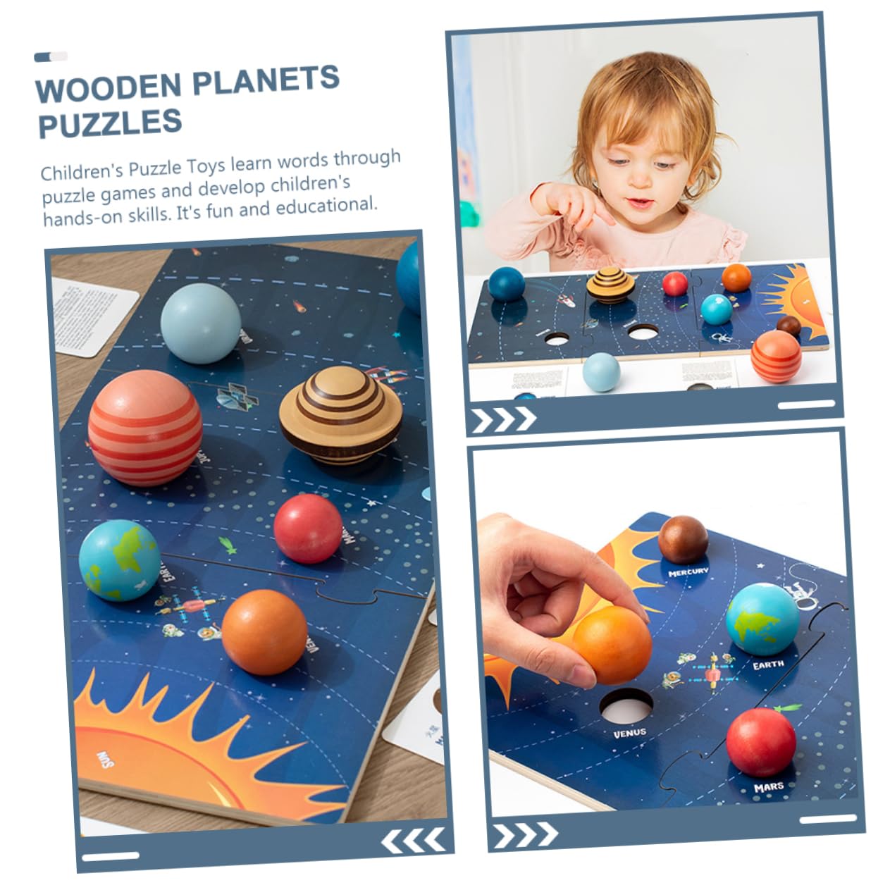Hohopeti Rompecabezas del Sistema Solar para Niños 1 Set de Madera Juego Educativo de Reconocimiento de Formas E Inteligencia Interactivo para Aprendizaje Espacial