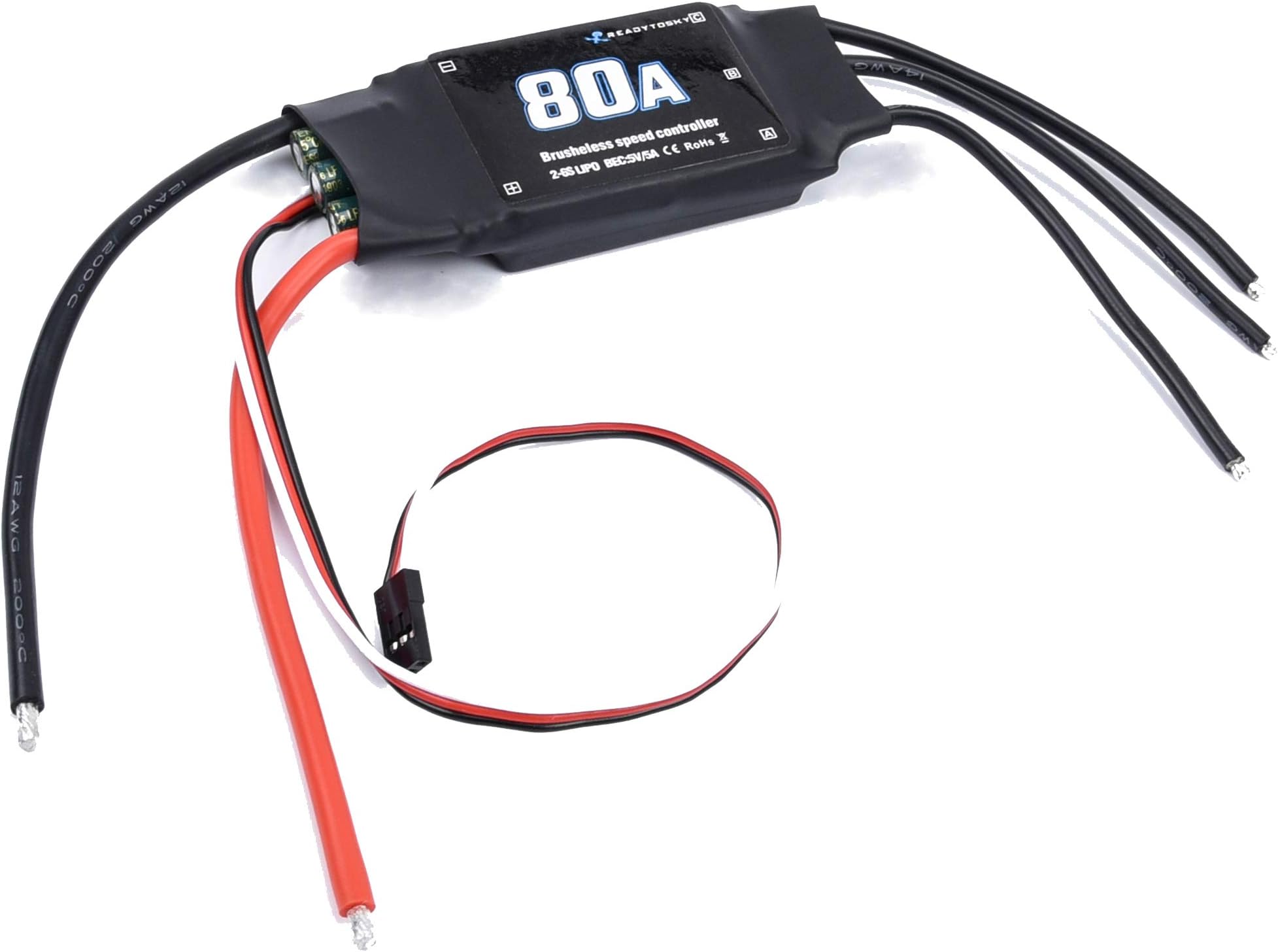 Readytosky 80A ESC 2-6S Brushless ESC Electric Speed Controller for RC FPV Airplane Helicopter Drone